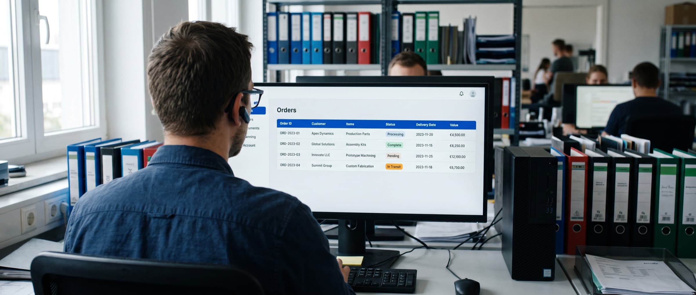 Employee uses a custom web platform built for her company