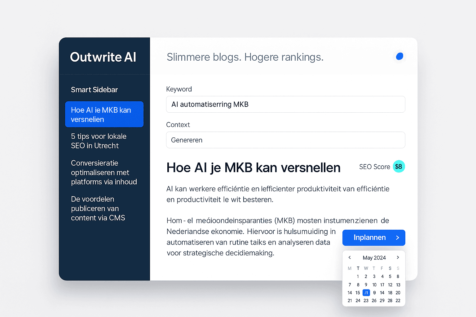 AI-gedreven SEO-blogposts die scoren
